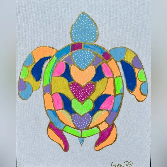 Original Abstract Happy TurtlePainting